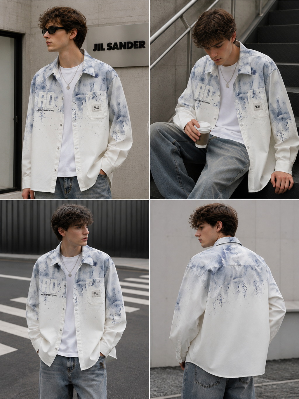 Color-changing loose-fit denim shirt jacket
