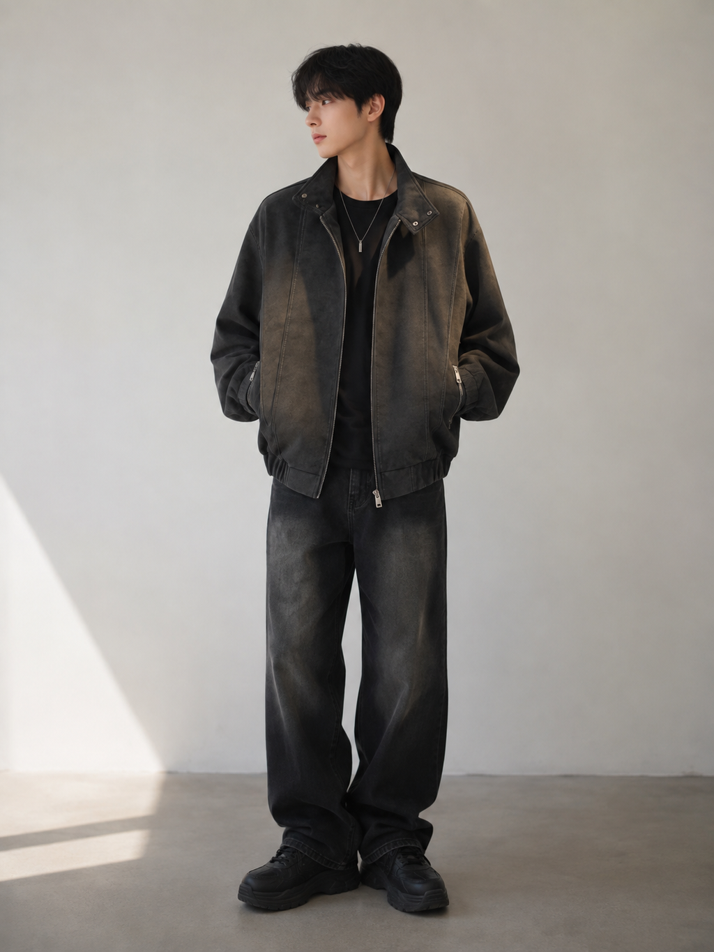 Vintage-style leather jacket