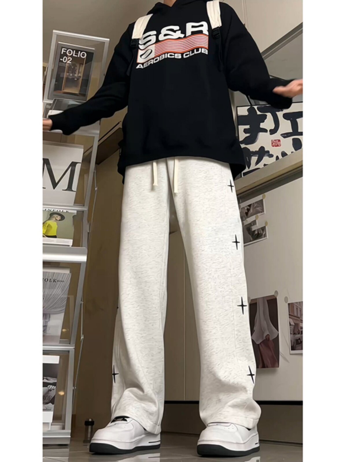 美式裤子男夏季潮牌宽松灰色卫裤直筒2026新款休闲薄款运动长裤