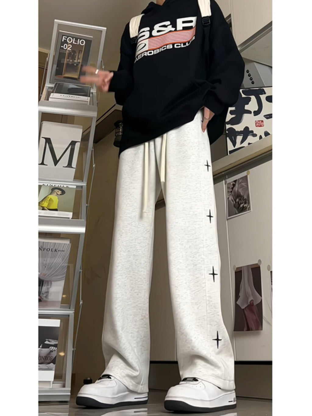 美式裤子男夏季潮牌宽松灰色卫裤直筒2026新款休闲薄款运动长裤