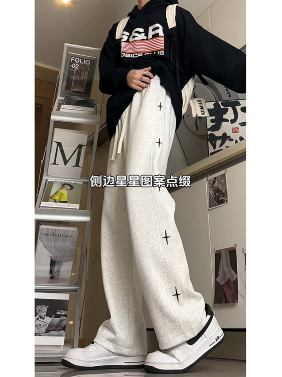 美式裤子男夏季潮牌宽松灰色卫裤直筒2026新款休闲薄款运动长裤