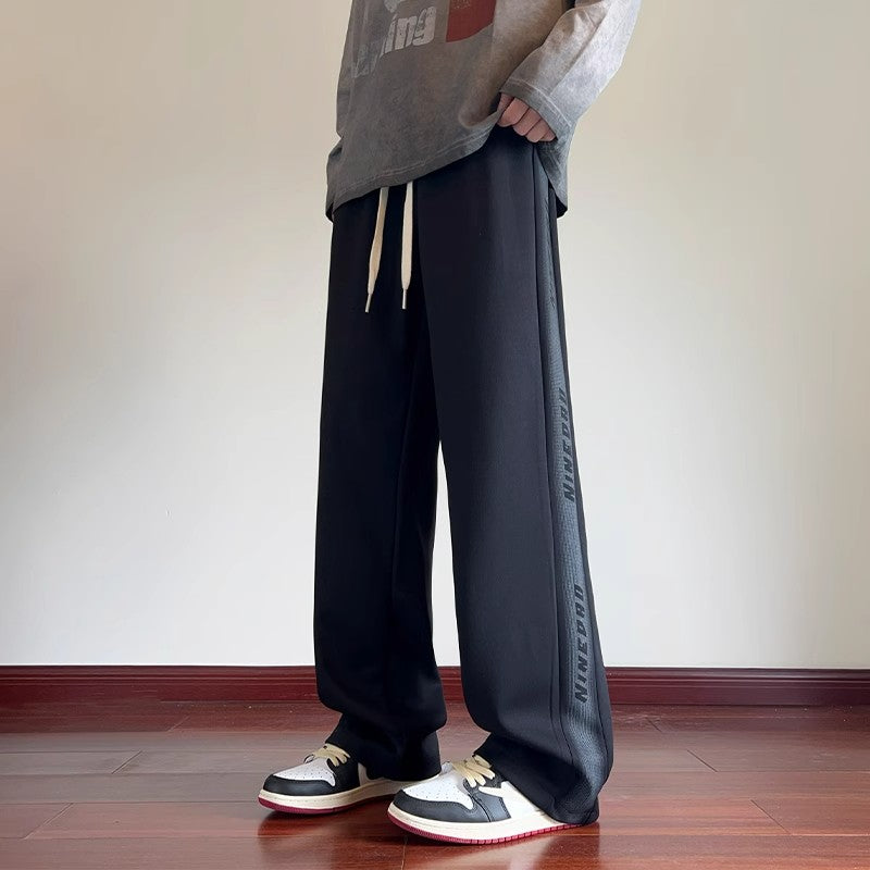 美式重磅卫裤男生春秋季学生潮牌宽松直筒长裤青少年运动阔腿裤子